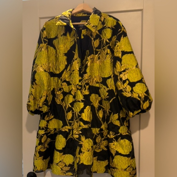 Anthropologie Black and Yellow Patterned Dress - Picture 2 of 8